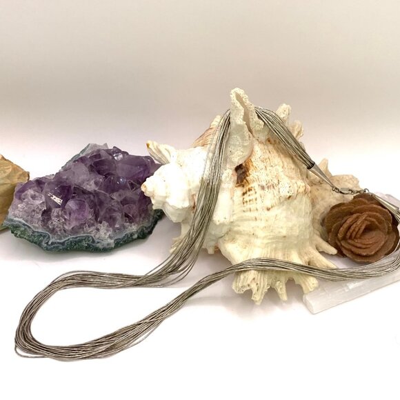 Liquid Silver Fine Bead Necklace 20 Strands 24" long Vtg Sterling Silver J856 - Picture 5 of 6